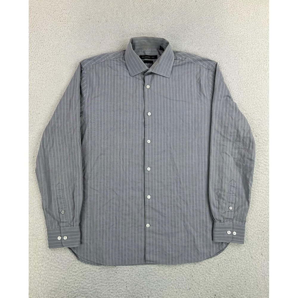 John Varvatos Dress Shirt Mens 15.5 32/33 Gray Stripe Slim Fit Button LS
